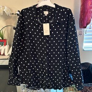 a new day Black Button-Down Shirt with cream Polka Dots